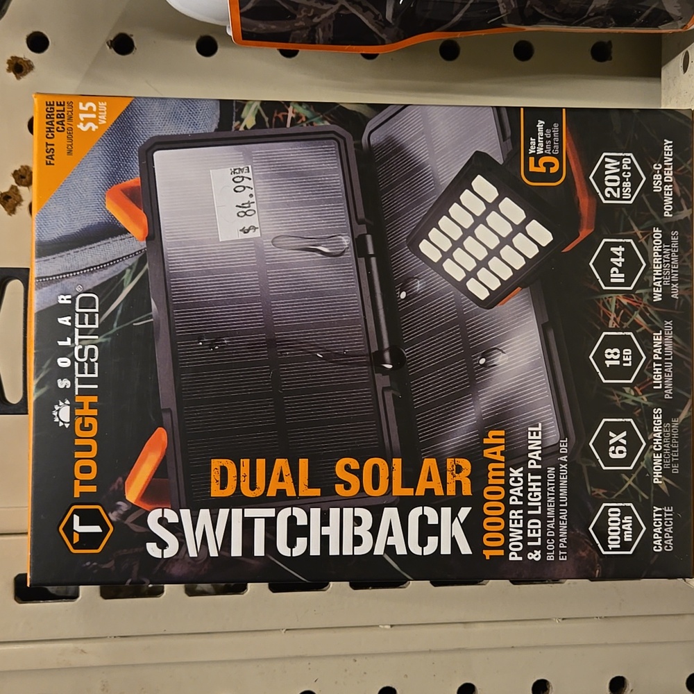 NIB ToughTested Dual Solar Power Pack with LED Light Panel